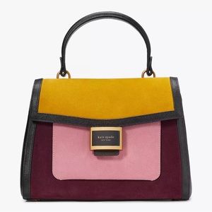 Katy Colorblocked Suede Medium Top-handle Bag